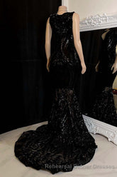 Glittery Long Red Mermaid Sleeveless Semi Formal Prom Dresses Sequin